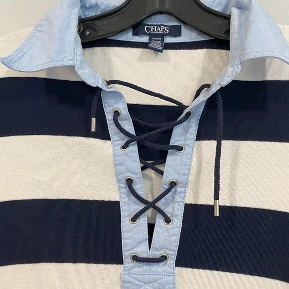 Navy and White Striped Dress with Ties - Size Medium - Picture 3 of 3